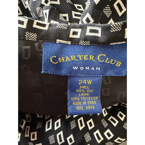 Charter Club Woman Black White Silk Geometric Print Midi Skirt Plus Size 24W - Picture 3 of 3